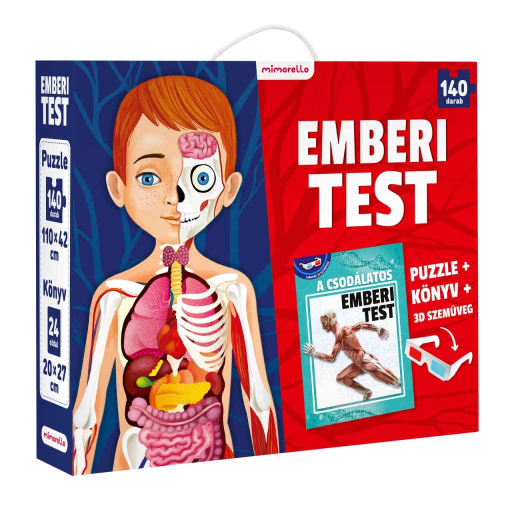 Emberi test – 140 darabos puzzle könyvvel és 3D-szemüveggel
