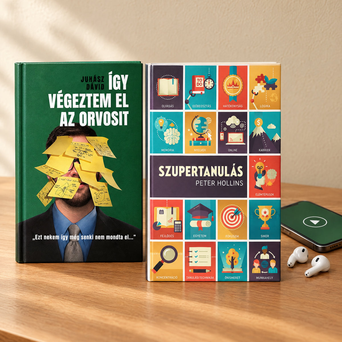 Szupertanulás-csomag – a csomag könyvei íróasztalon